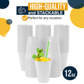 12 Oz. White Plastic Cups | 16 Count
